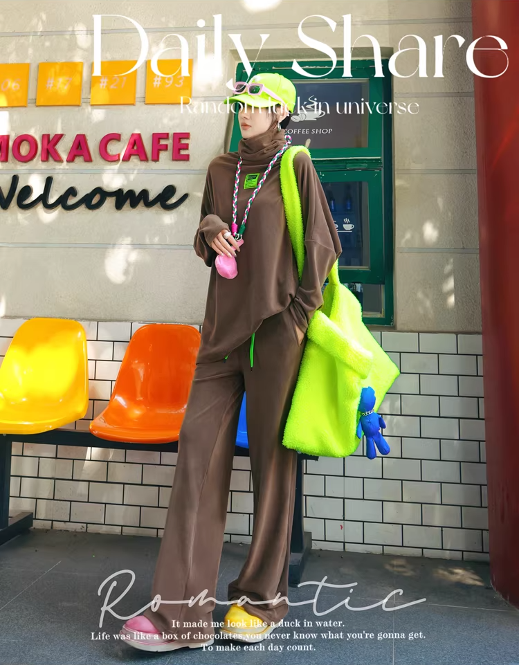 Color Straight Fleece-Lined Letter Patch Sweatpants　X3510