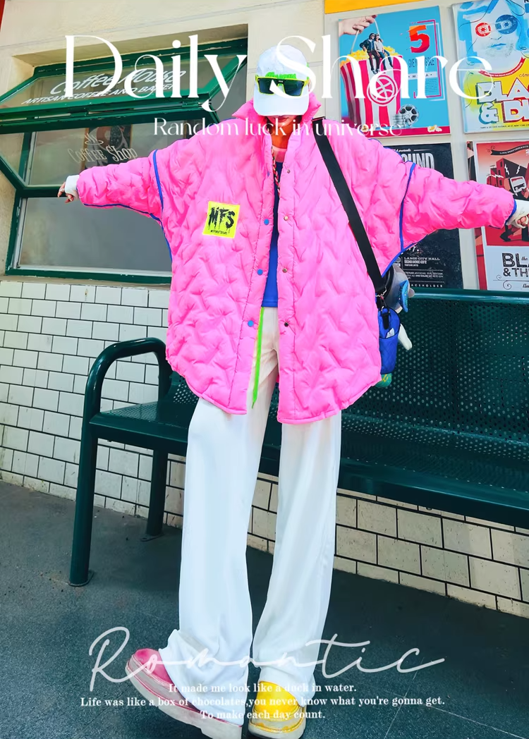 Letter Patch Oversized Padded Coat　X3508