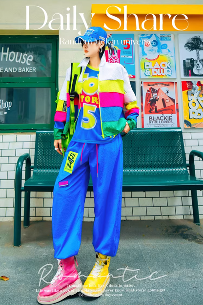 多巴胺撞色條紋超大外套 X3513