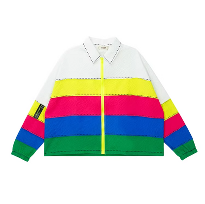 多巴胺撞色條紋超大外套 X3513