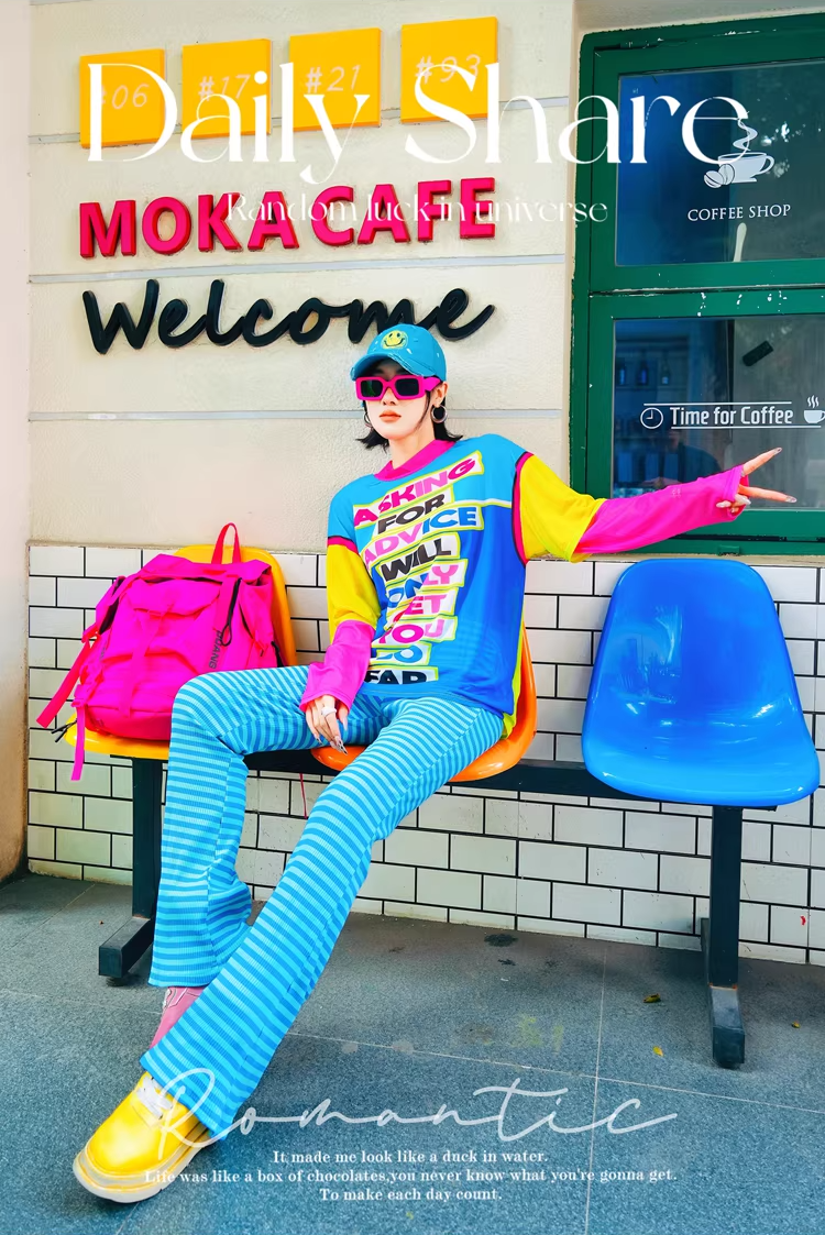 Dopamine Color Striped Straight Pants　X3512