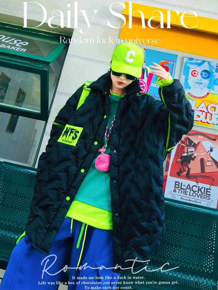 Letter Patch Oversized Padded Coat　X3508