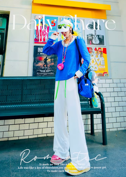 Color Straight Fleece-Lined Letter Patch Sweatpants　X3510