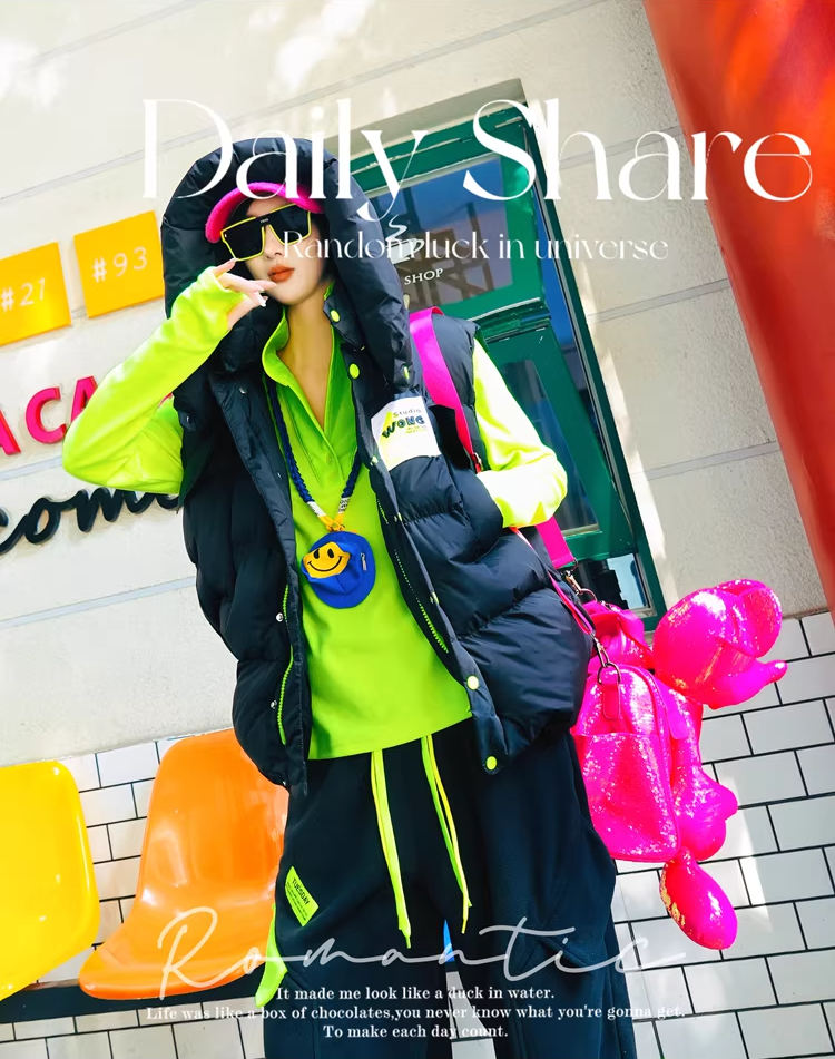 Neon Color PU Collar Fleece Polo Top X3515