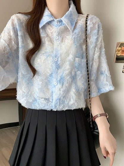 Floral Lightweight Short Sleeve Shirt　X3245