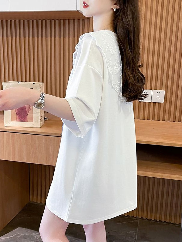 Lace Cape Cotton Tshirt 　X3242