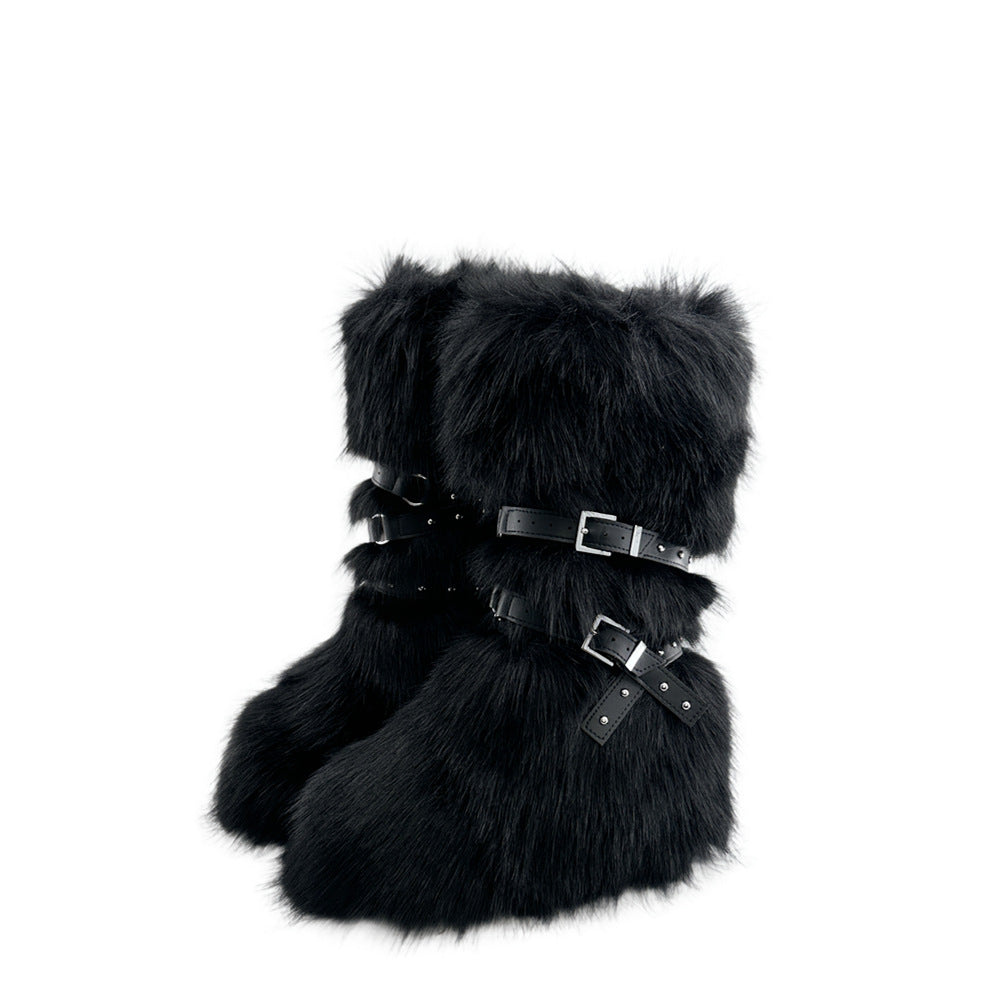 Fur Long Platform Snow Boots　X3423