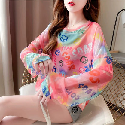 Tie-Dye Print Long Sleeve T-Shirt X3616