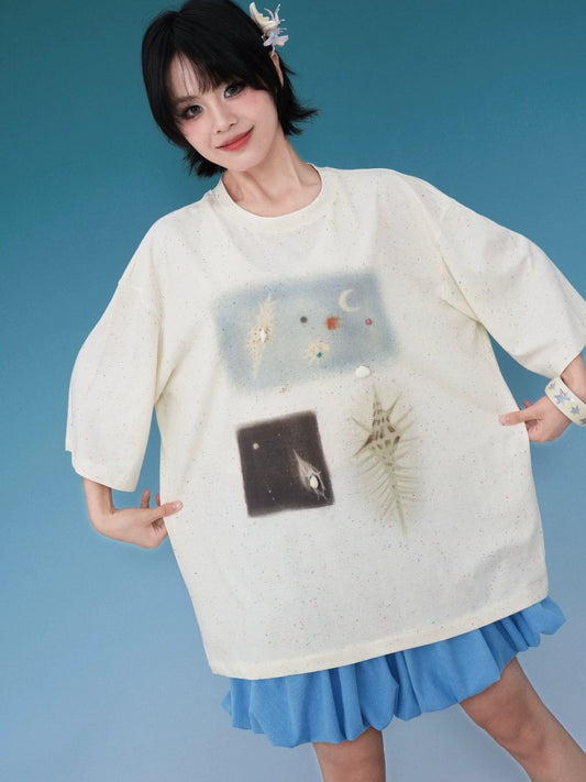 Print Oversized Short Sleeve T-Shirt X3575