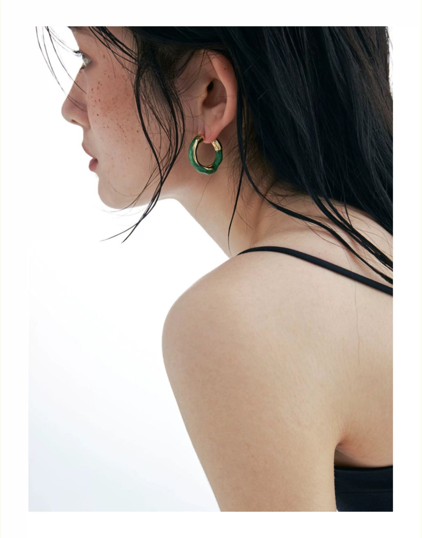 Metal Enamel Hoop Earrings X3584