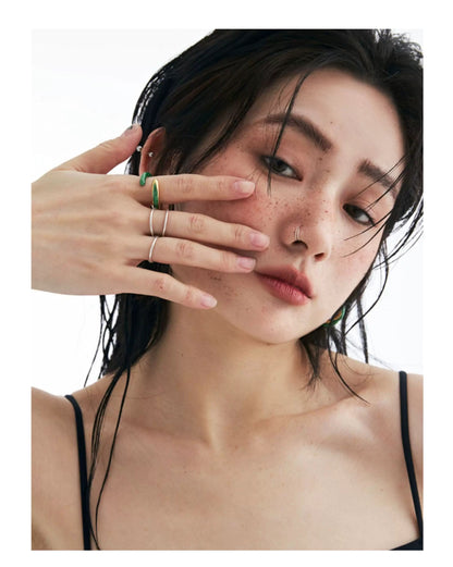 Enamel Gold Asymmetric Open Ring X3585