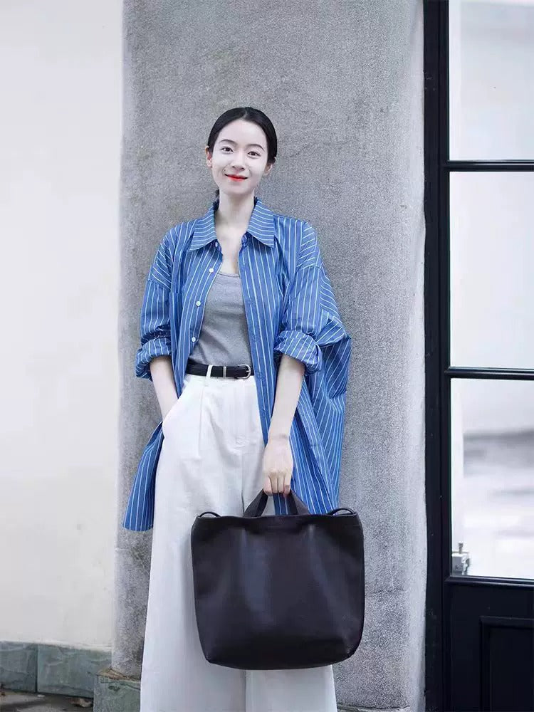 Loose Plus Size Striped Shirt X3620