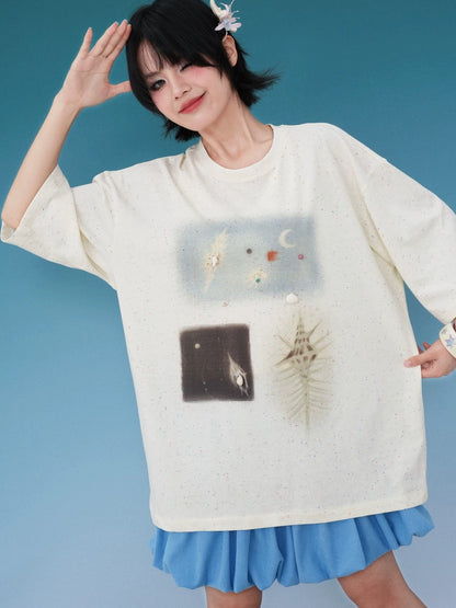 Print Oversized Short Sleeve T-Shirt X3575
