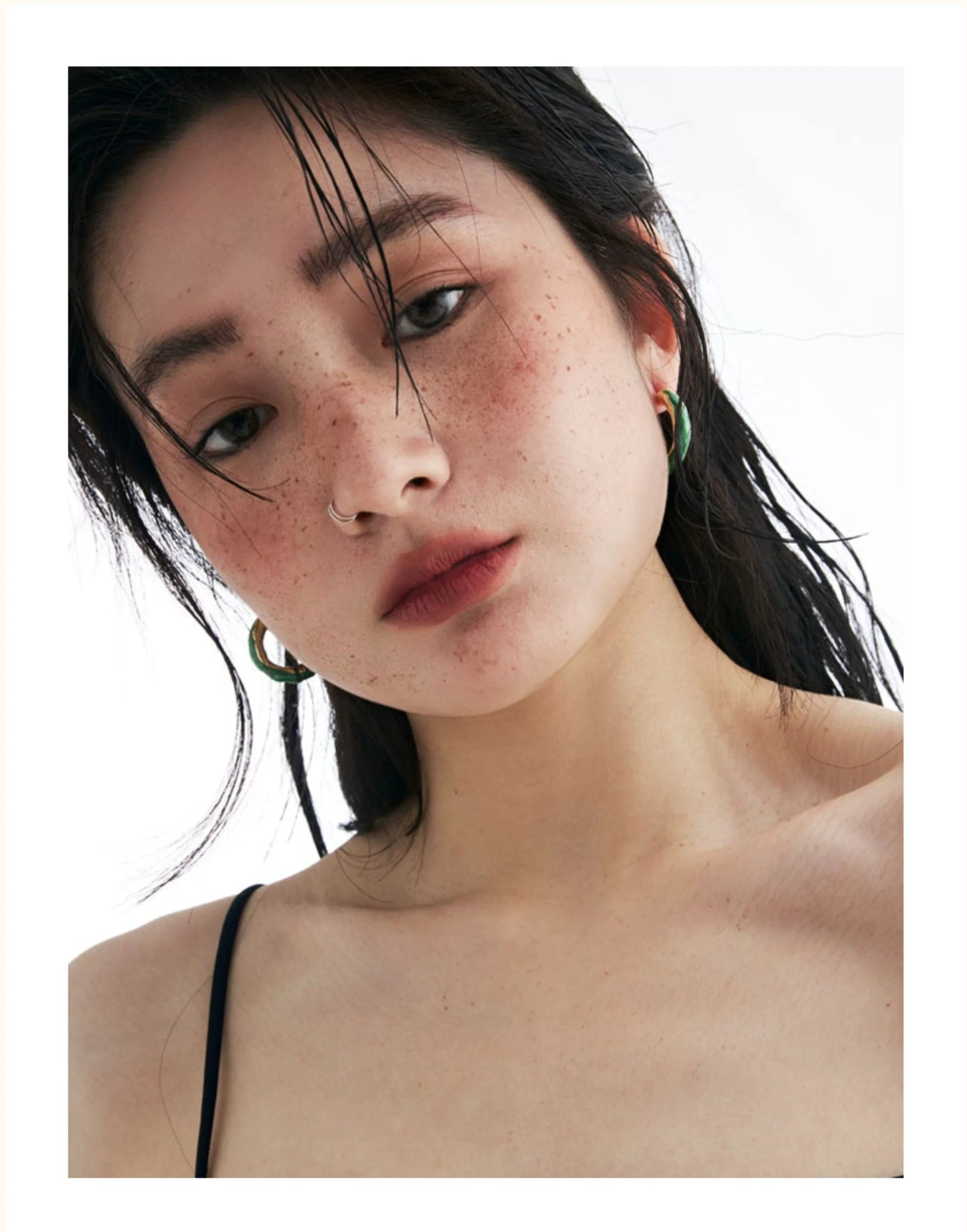 Metal Enamel Hoop Earrings X3584
