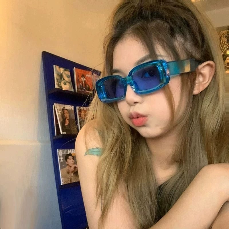 Cyberpunk Y2K Jelly Color Thick Square Frame Sunglasses X3598