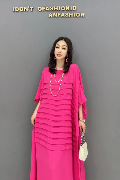 Korean Style Chiffon Batwing Sleeve Dress　X3624