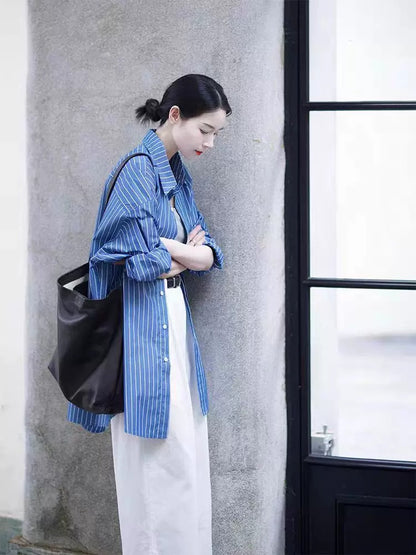 Loose Plus Size Striped Shirt X3620
