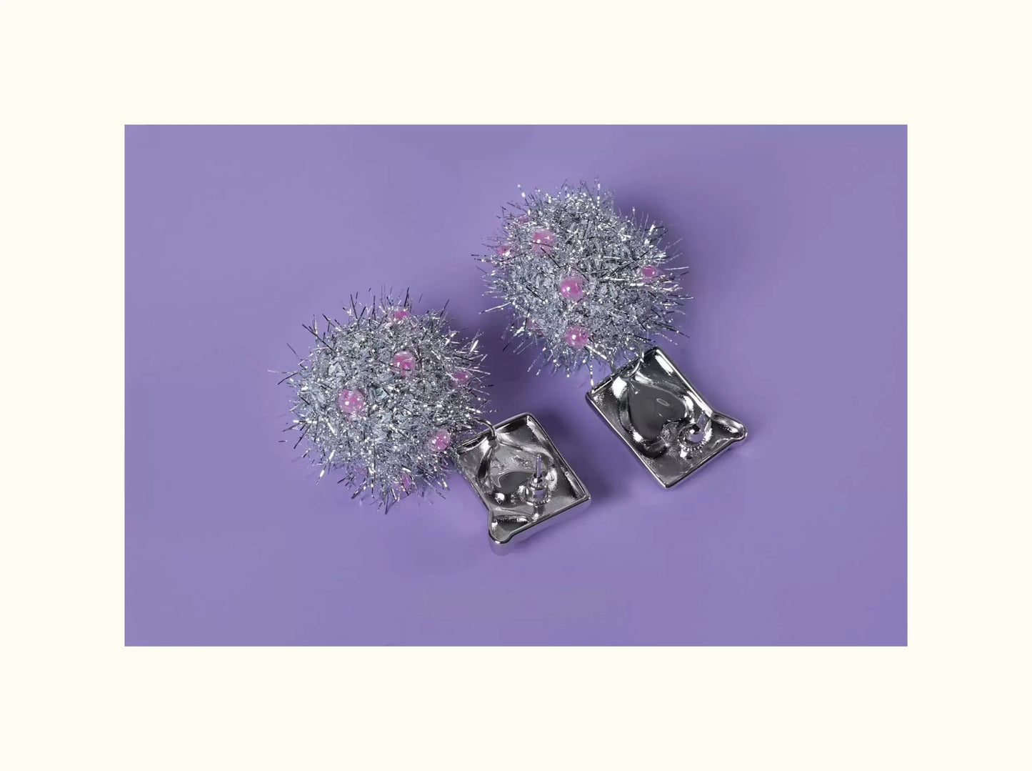 Disco Ball Heart Zirconia Handmade Earrings X3587