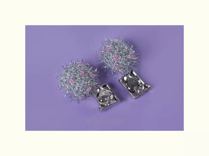 Disco Ball Heart Zirconia Handmade Earrings X3587