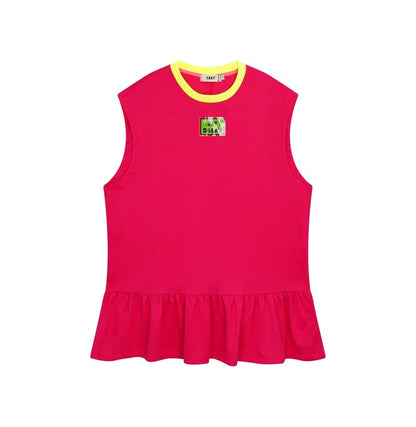 Logo Patch Color Block Sleeveless Dress　X3642