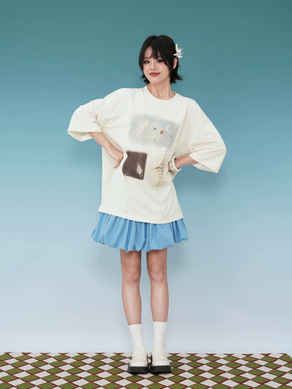 Print Oversized Short Sleeve T-Shirt X3575