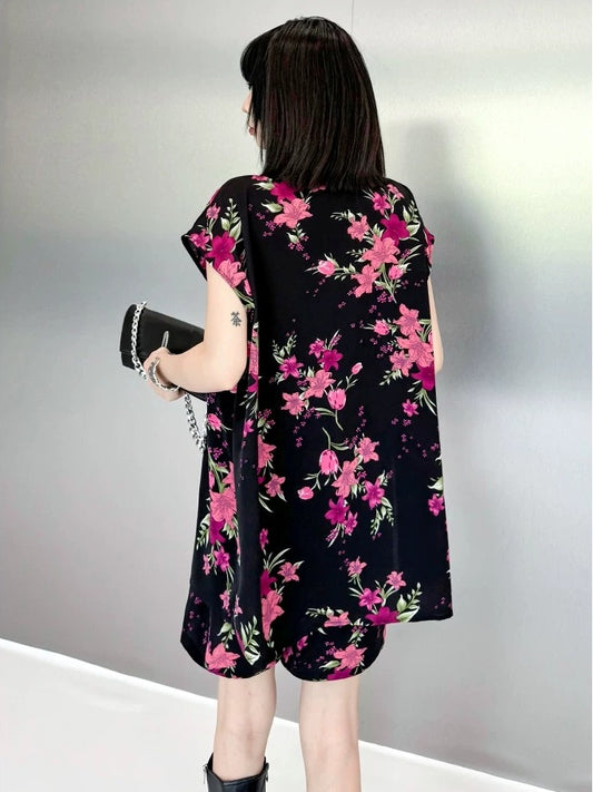 Floral Sleeveless Shirt & Shorts Set X3557