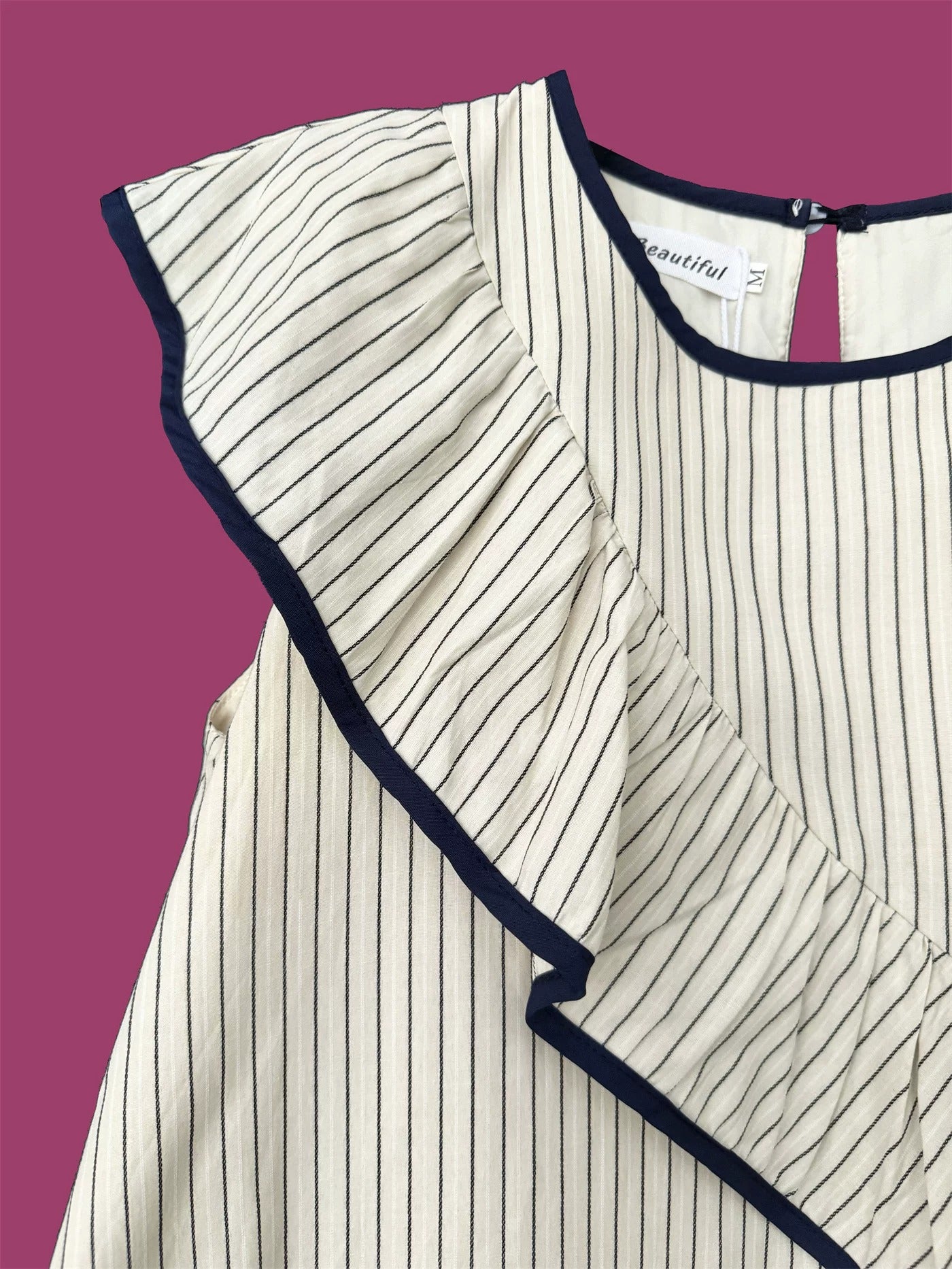 Striped Asymmetric Ruffle Doll Dress X3644