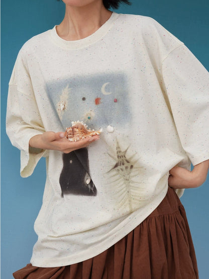 Print Oversized Short Sleeve T-Shirt X3575