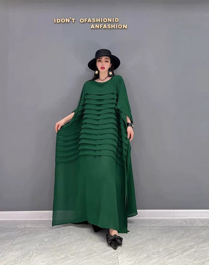 Korean Style Chiffon Batwing Sleeve Dress　X3624