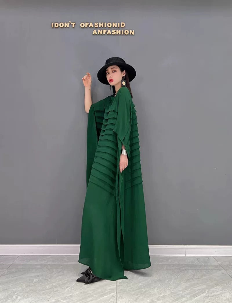Korean Style Chiffon Batwing Sleeve Dress　X3624