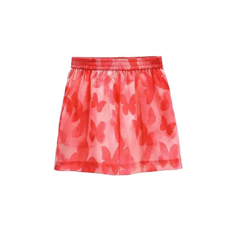 Butterfly Print UV Protection Jacket & Shorts Set X3645