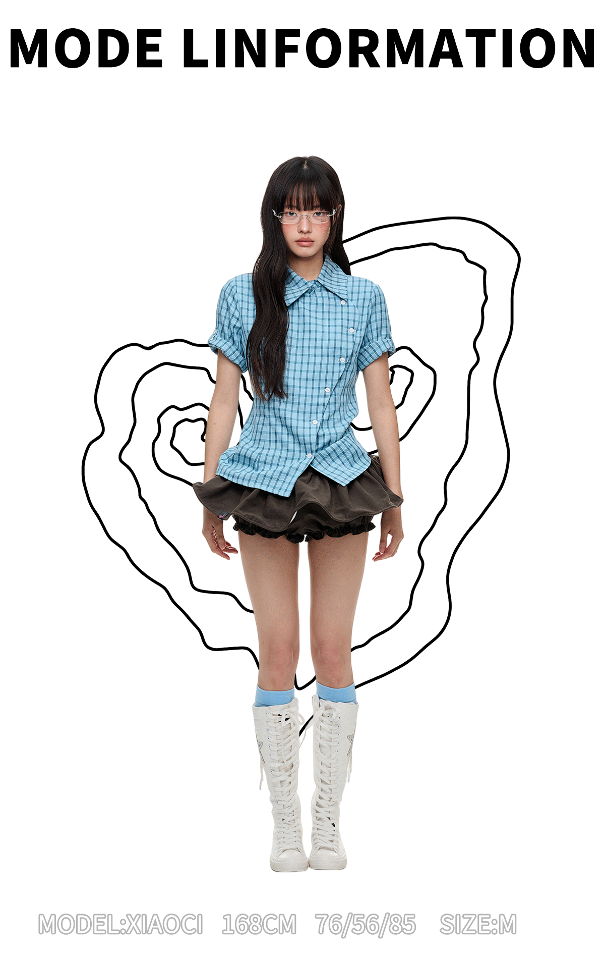 Original Korean-Style Plaid Short Sleeve Shirt X3573
