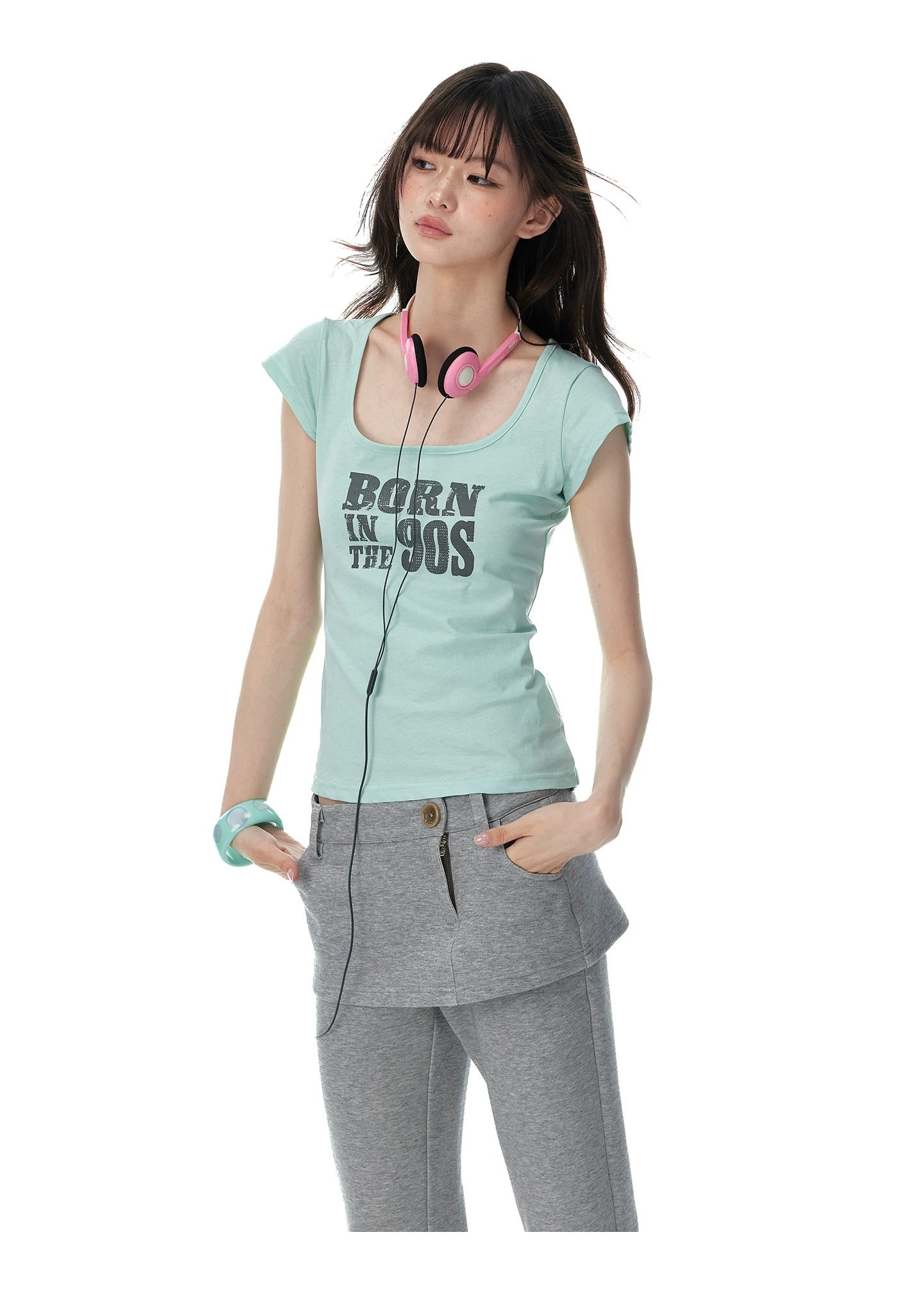 Square Neck Graffiti Tee X3572