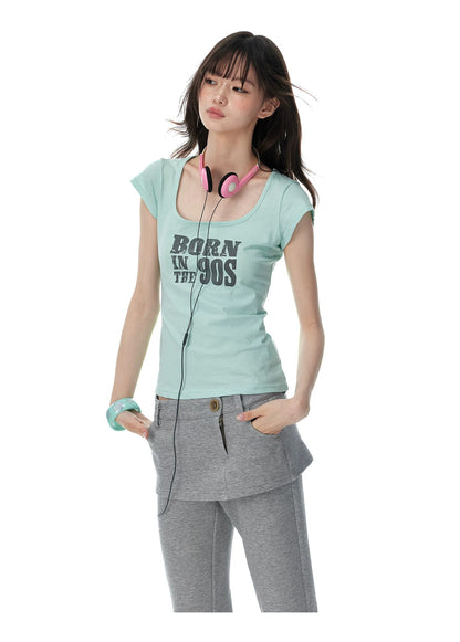 Square Neck Graffiti Tee X3572