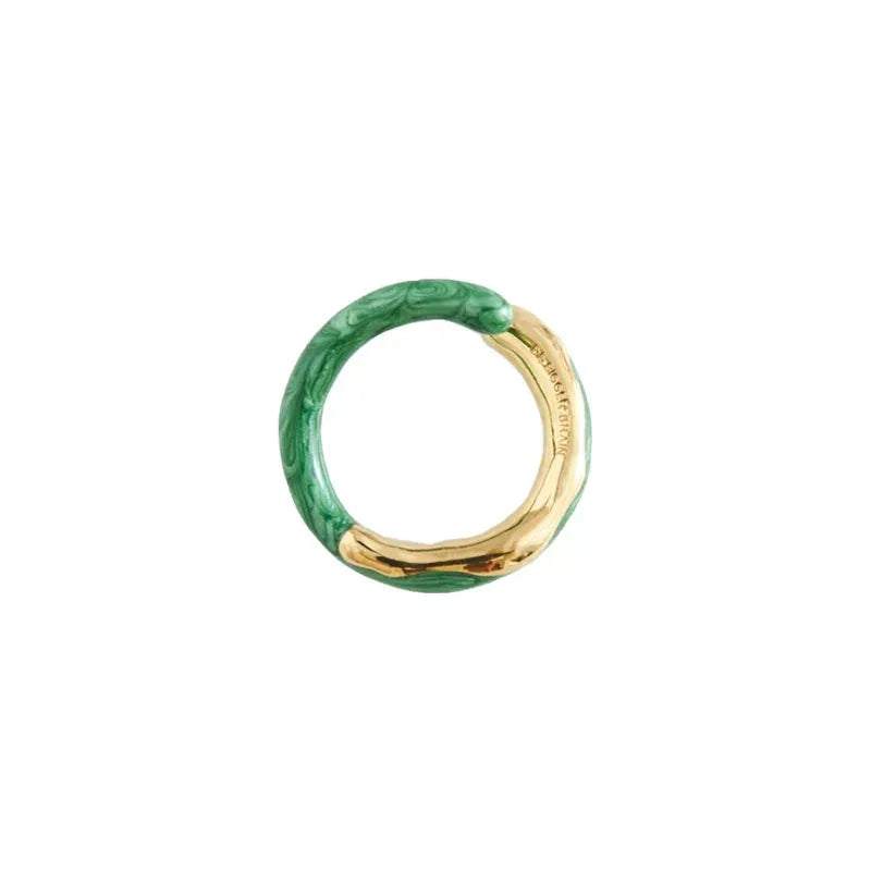 Enamel Gold Asymmetric Open Ring X3585
