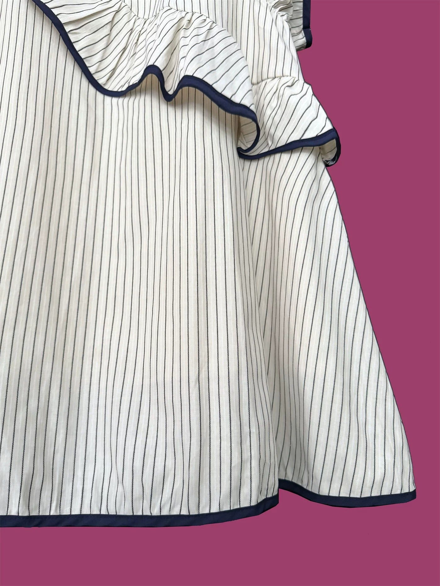 Striped Asymmetric Ruffle Doll Dress X3644