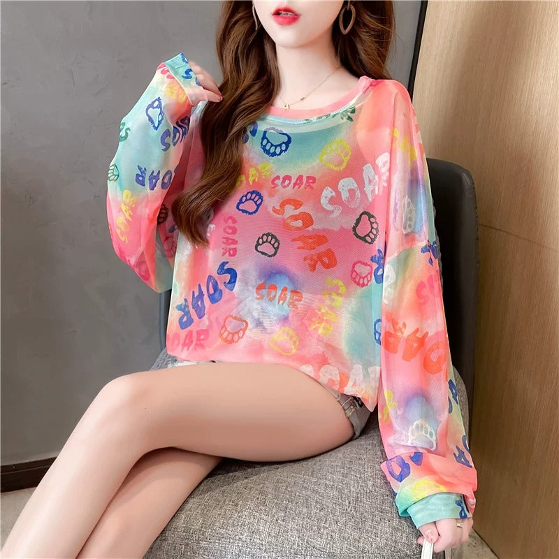 Tie-Dye Print Long Sleeve T-Shirt X3616