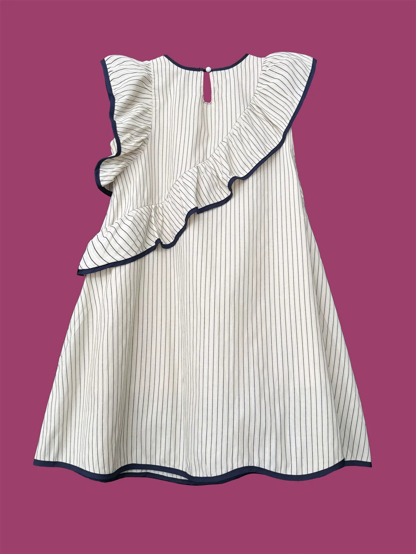 Striped Asymmetric Ruffle Doll Dress X3644