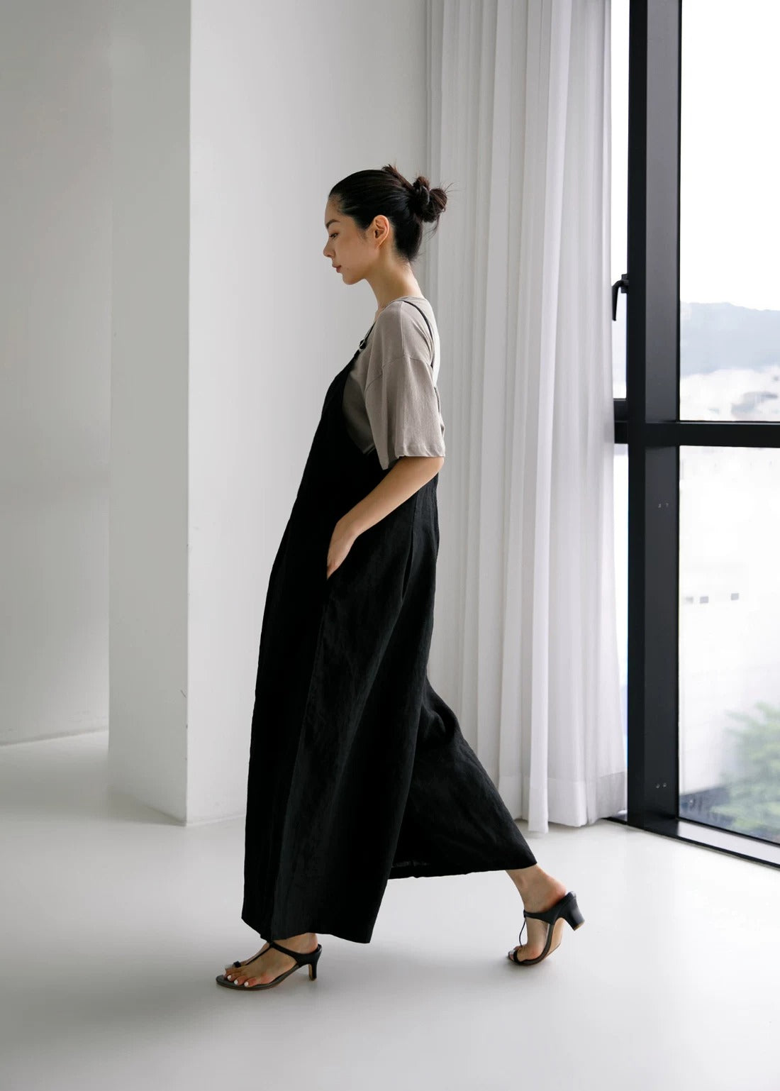 Cotton Linen Cami Wide-Leg Jumpsuit X3617