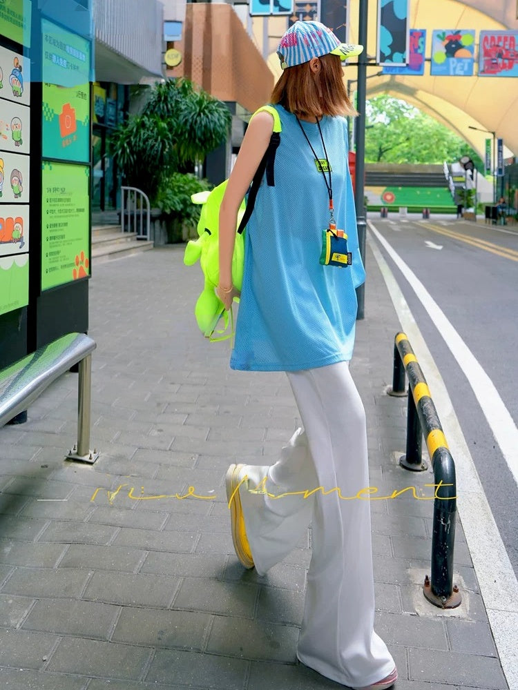 Pink Dopamine Color Flared Casual Pants　X3648
