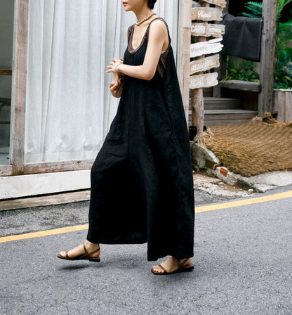 Cotton Linen Cami Wide-Leg Jumpsuit X3617