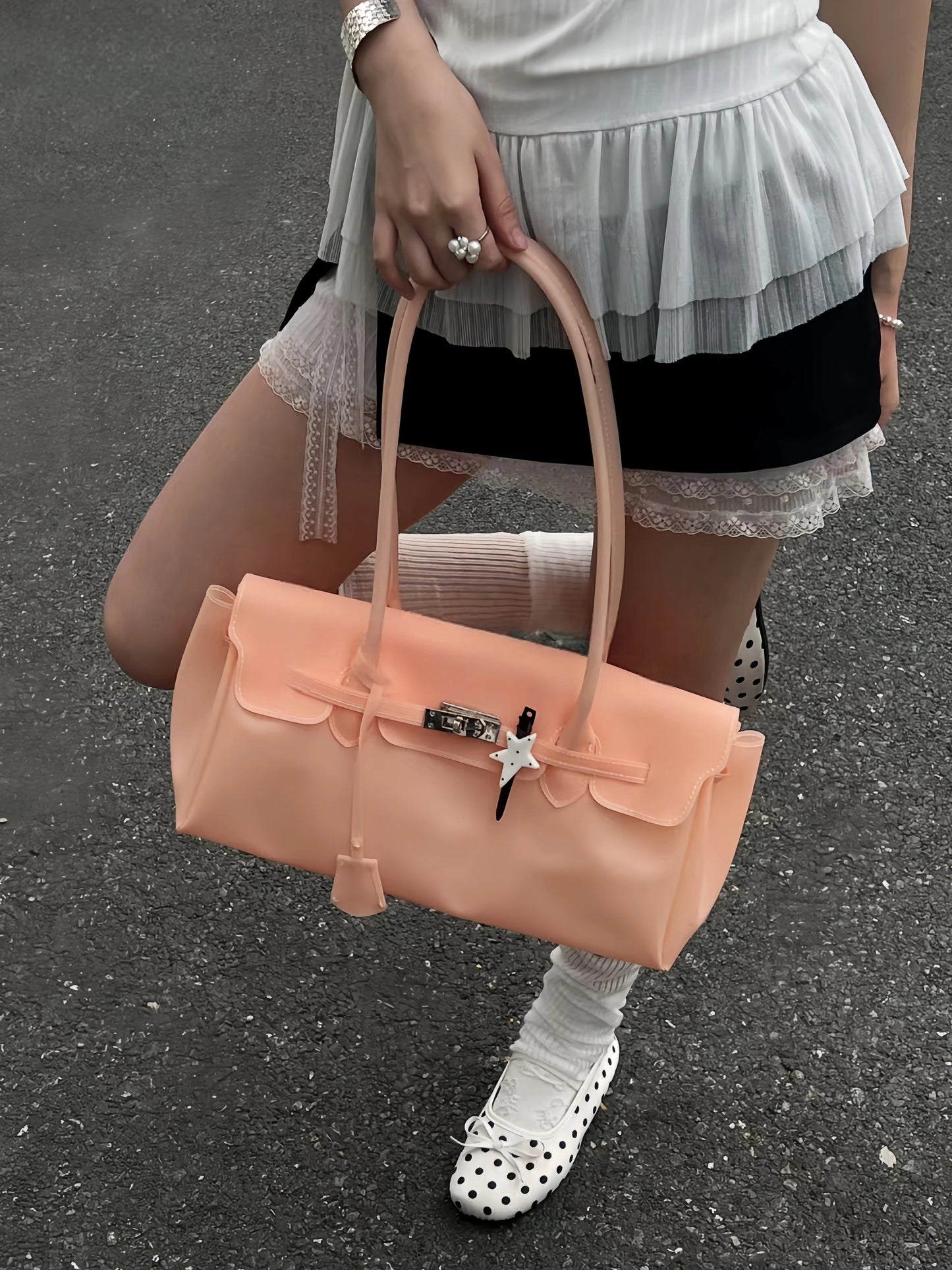 Jelly TPU East-West Padlock Bag X3564