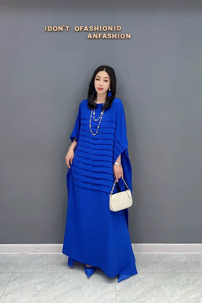 Korean Style Chiffon Batwing Sleeve Dress　X3624