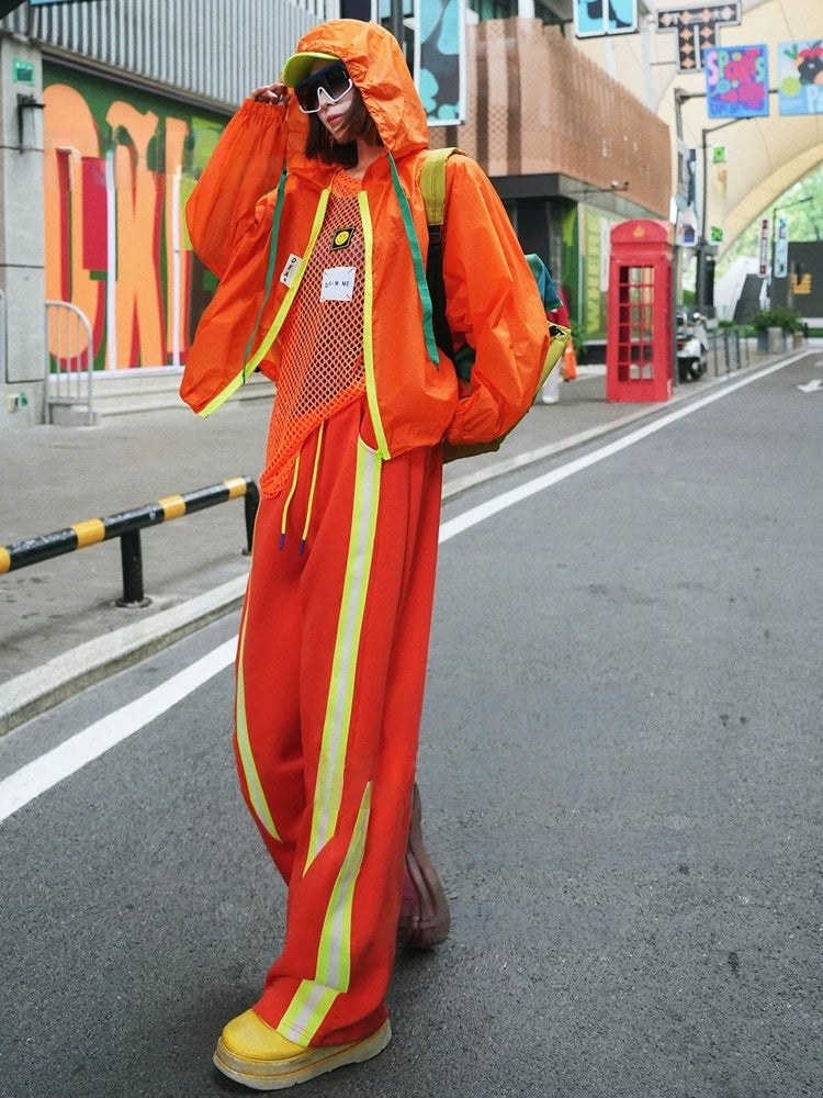 湛藍側條撞色直筒褲 X3602