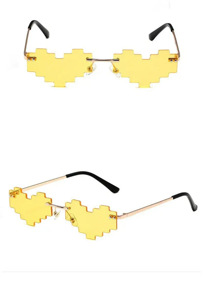 Pixelated Zigzag Frame Sunglasses X3599