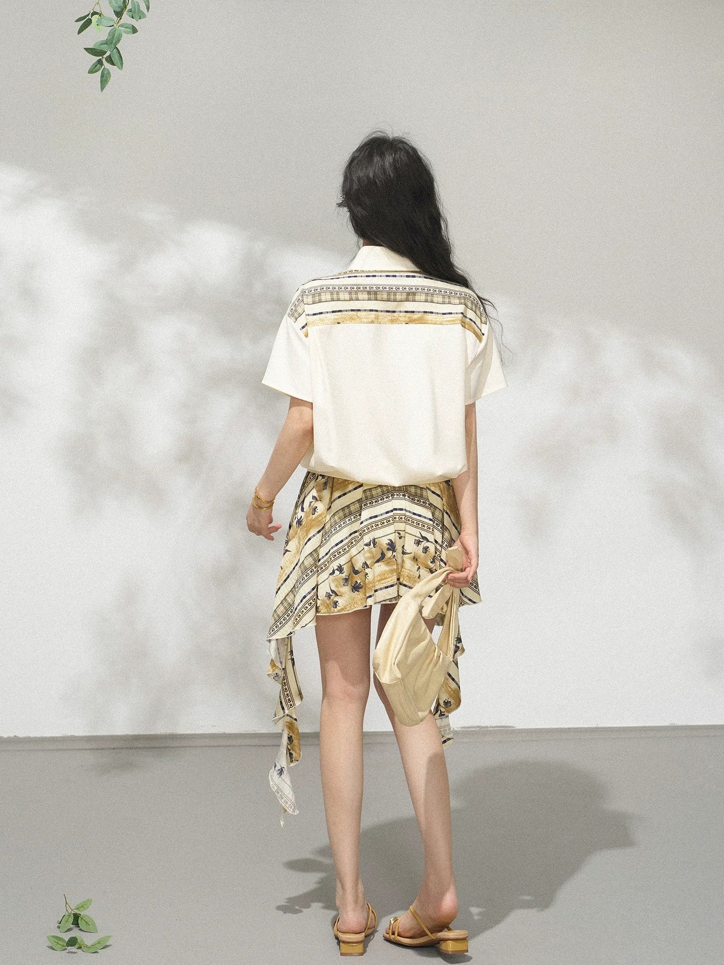 Bohemian Floral Ruffle Pleated Mini Skirt X3569