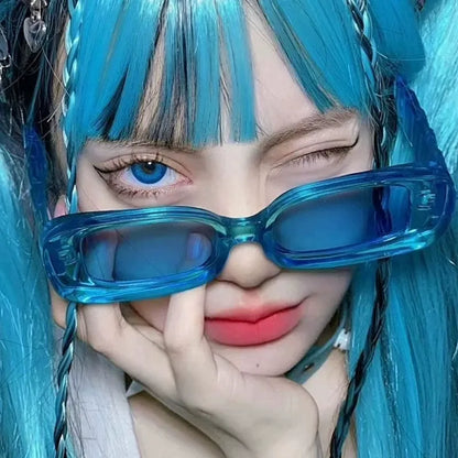 Cyberpunk Y2K Jelly Color Thick Square Frame Sunglasses X3598