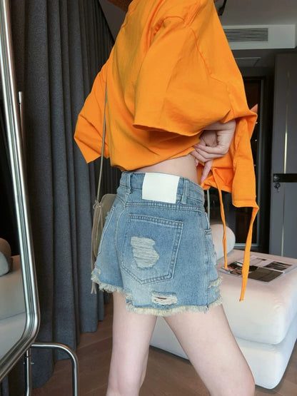 Simple Solid Color Short Sleeve T-Shirt X3609
