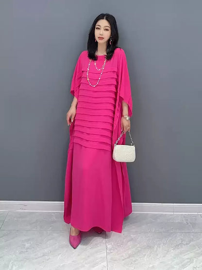 Korean Style Chiffon Batwing Sleeve Dress　X3624