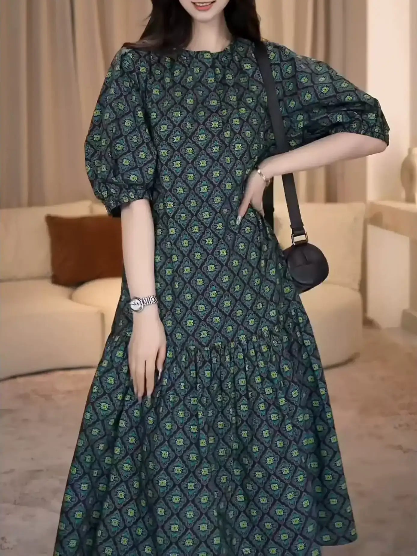 Elegant Casual Short Sleeve Midi Dress　X3629